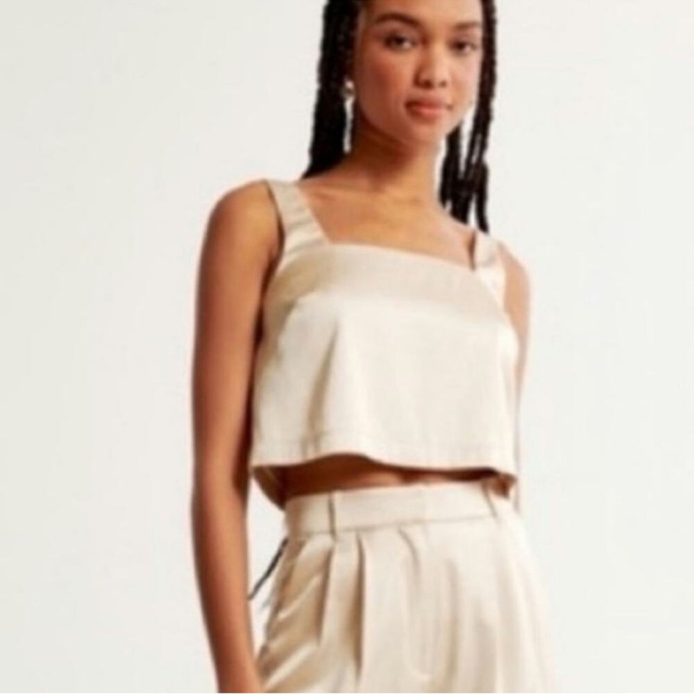 NWT Elegant Champagne Satin Crop Top